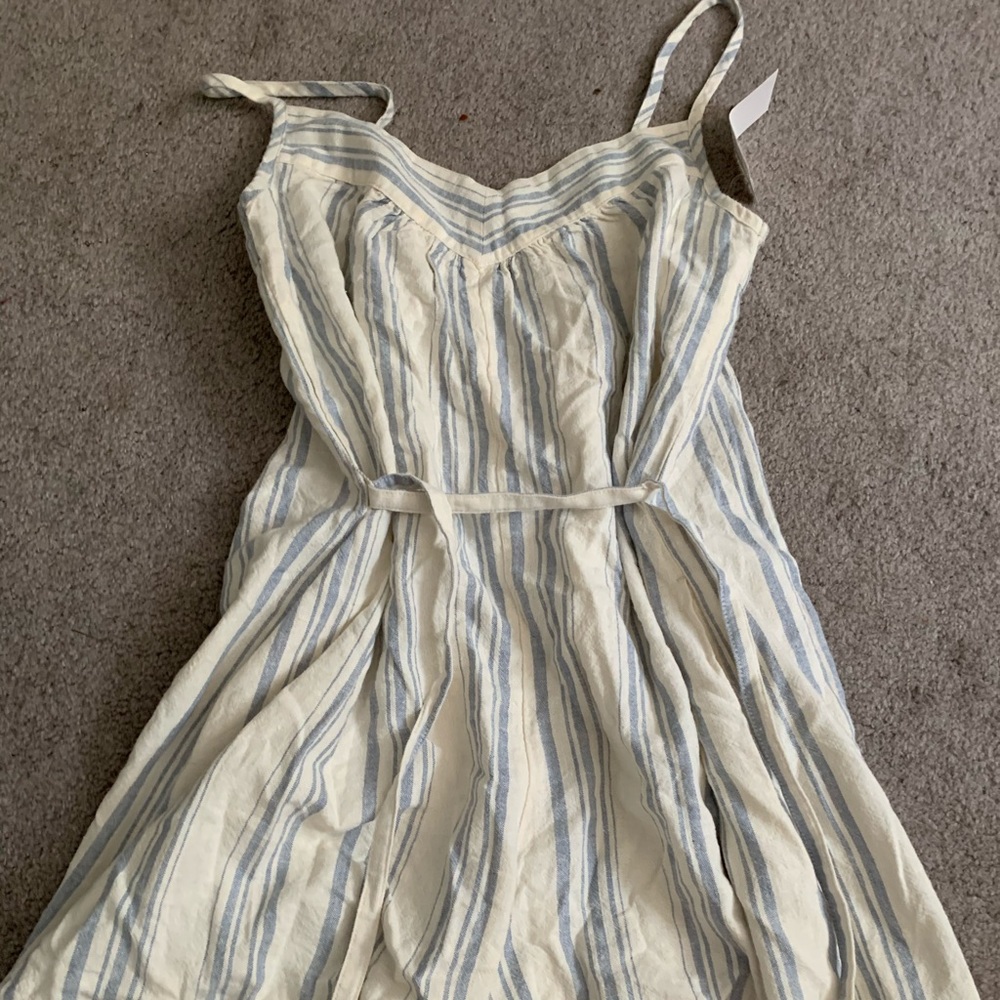 Blue and tan striped romper never worn